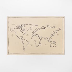 Threshold Studio McGee 72x48 World Map Linen Wall Tapestry New No Packaging
